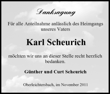 Anzeige von Karl Scheurich von MGO