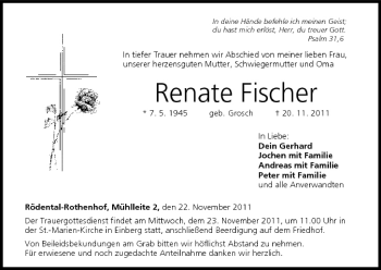 Anzeige von Renate Fischer von MGO