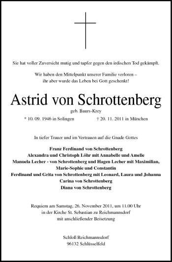 Anzeige von Astrid von Schrottenberg von MGO