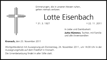 Anzeige von Lotte Eisenbach von MGO