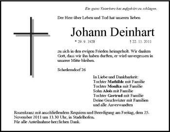 Anzeige von Johann Deinhart von MGO