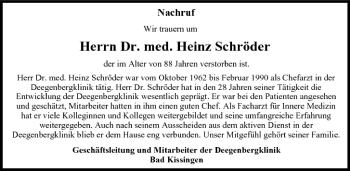 Anzeige von Heinz Schröder von MGO