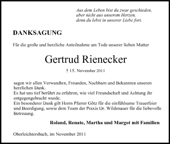 Anzeige von Gertrud Rienecker von MGO