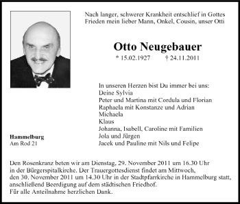 Anzeige von Otto Neugebauer von MGO