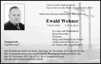 Anzeige von Ewald Wehner von MGO