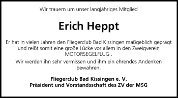 Anzeige von Erich Heppt von MGO