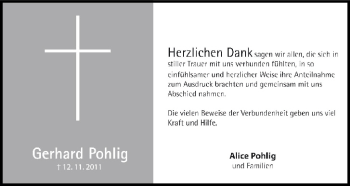 Anzeige von Gerhard Pohling von MGO