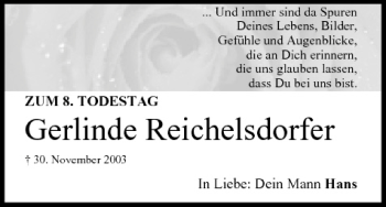 Anzeige von Gerlinde Reichelsdorfer von MGO