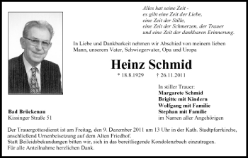 Anzeige von Heinz Schmid von MGO