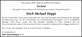 Anzeige von Erich Michael Heppt von MGO