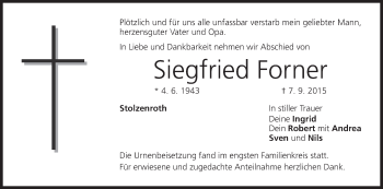 Anzeige von Siegfried Forner von MGO