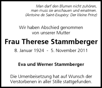 Anzeige von Therese Stammberger von MGO