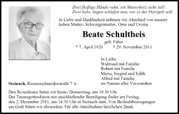 Anzeige von Beate Schultheis von MGO