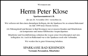 Anzeige von Peter Klose von MGO