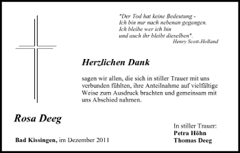 Anzeige von Rosa Deeg von MGO