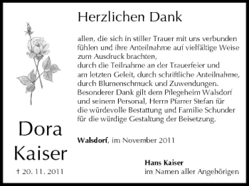 Anzeige von Dora Kaiser von MGO
