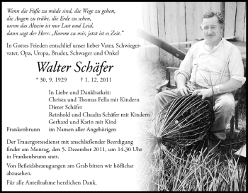 Anzeige von Walter Schäfer von MGO
