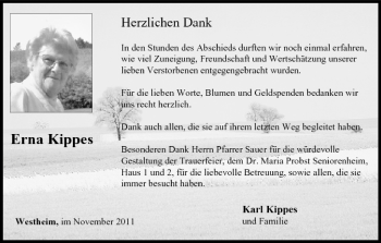 Anzeige von Erna Kippes von MGO