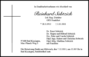 Anzeige von Reinhard Sobtzick von MGO