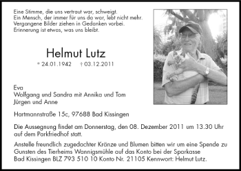 Anzeige von Helmut Lutz von MGO