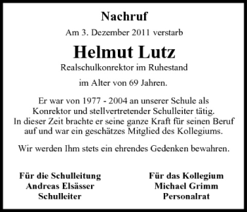 Anzeige von Helmut Lutz von MGO