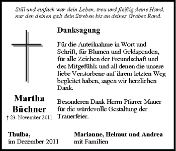 Anzeige von Martha Büchner von MGO