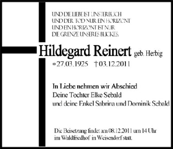 Anzeige von Hildegard Reinert von MGO