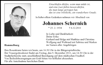 Anzeige von Johannes Schernich von MGO