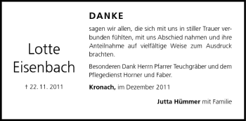 Anzeige von Lotte Eisenbach von MGO