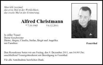 Anzeige von Alfred Christmann von MGO