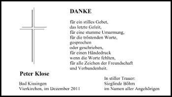 Anzeige von Peter Klose von MGO