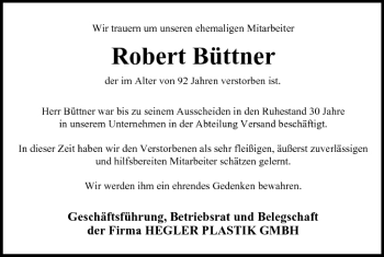 Anzeige von Robert Büttner von MGO
