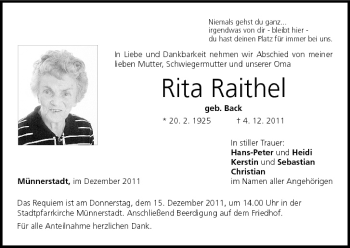 Anzeige von Rita Raithel von MGO