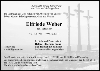 Anzeige von Elfriede Weber von MGO