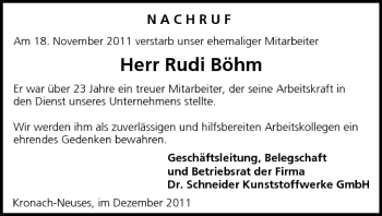 Anzeige von Rudi Böhm von MGO