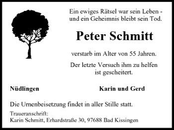 Anzeige von Peter Schmitt von MGO