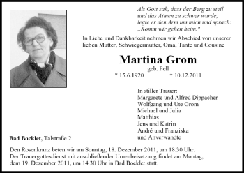Anzeige von Martina Grom von MGO