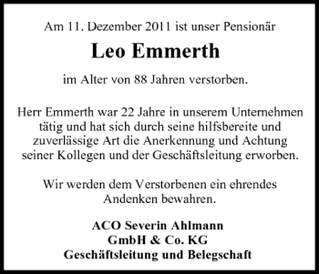 Anzeige von Leo Emmerth von MGO