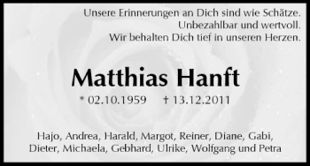 Anzeige von Matthias Hanft von MGO