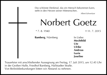 Anzeige von Norbert Goetz von MGO
