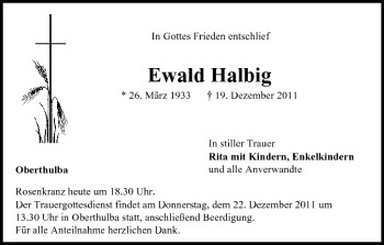 Anzeige von Ewald Halbig von MGO