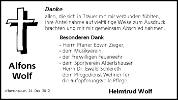 Anzeige von Alfons Wolf von MGO