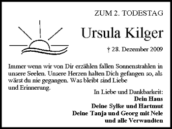 Anzeige von Ursula Kilger von MGO