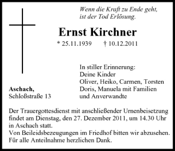 Anzeige von Ernst Kirchner von MGO