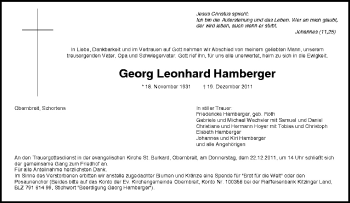 Anzeige von Georg Leonhard Hamberger von MGO