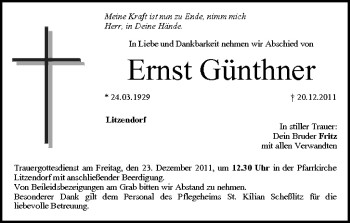 Anzeige von Ernst Günthner von MGO