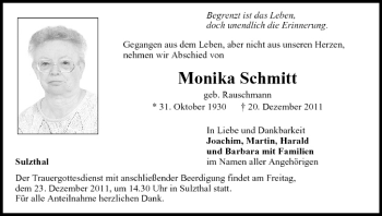Anzeige von Monika Schmitt von MGO