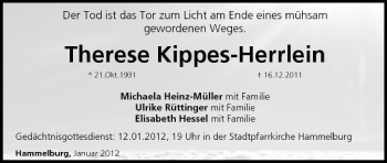 Anzeige von Therese Kippes-Herrlein von MGO