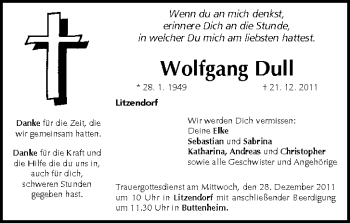 Anzeige von Wolfgang Dull von MGO