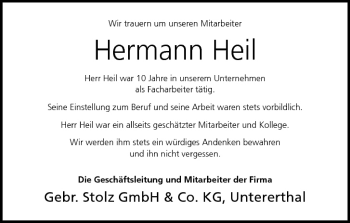 Anzeige von Hermann Heil von MGO